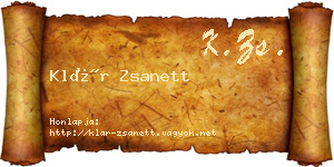 Klár Zsanett névjegykártya