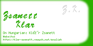 zsanett klar business card